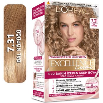 رنگ موی لورال شماره 7.31 - رنگ بلوند عسلی اکسلانس کرم Excellence Creme