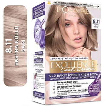 رنگ موی لورال شماره 8.11 - رنگ بلوند دودی روشن و سرد اکسلانس کول کرم Excellence Cool Creme