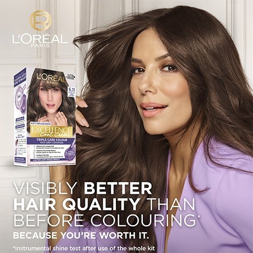 رنگ موی لورال سری Excellence Cool Creme شماره 6.11 (Extra Ash Dark Blonde)