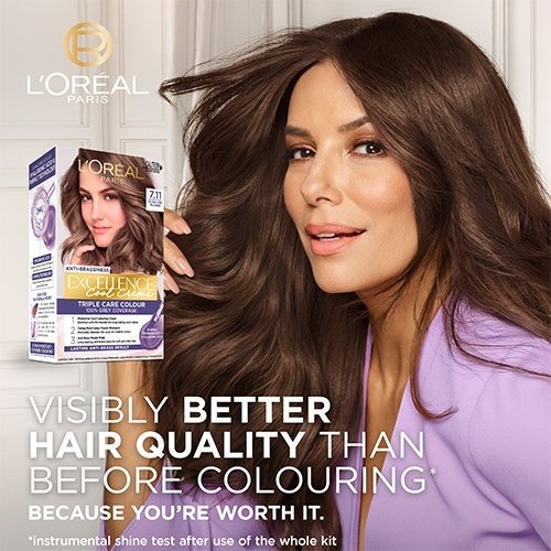 رنگ موی لورال سری Excellence Cool Creme شماره 7.11 (Ekstra Küllü Kumral)
