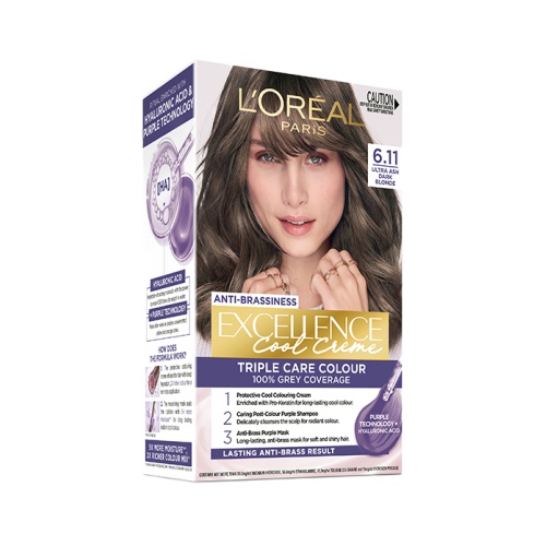 رنگ موی لورال سری Excellence Cool Creme شماره 6.11 (Extra Ash Dark Blonde)