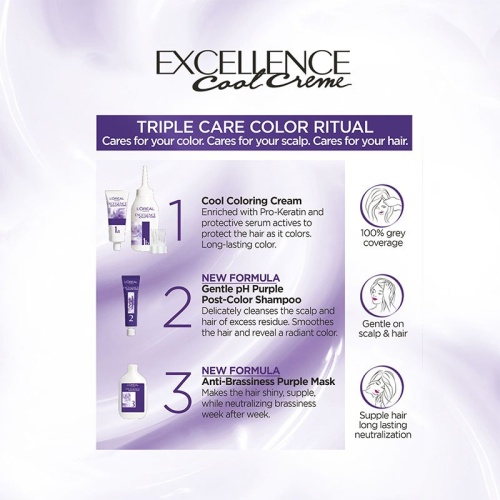 رنگ موی لورال سری Excellence Cool Creme شماره 6.11 (Extra Ash Dark Blonde)