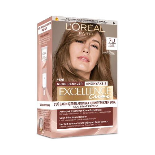 رنگ مو لورال سری Excellence Creme مدل Nude Renkler شماره 7U (Nude Kumral)